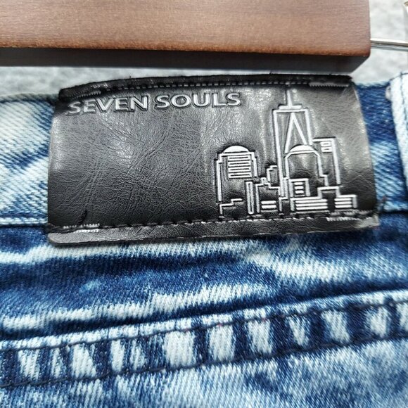 7even Souls Womens Denim Shorts Size 18 Blue Acid Wash Multiple Pockets & Zipper - Picture 5 of 6